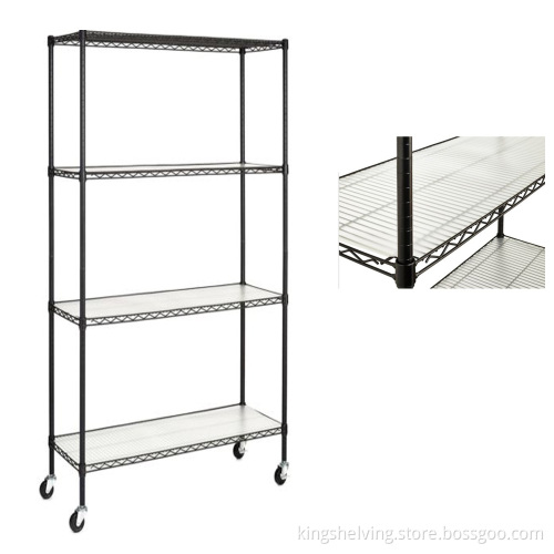 Industrial storage wire shelving with slience wheels hospital storage wire shelving rolling chrome wire shelving